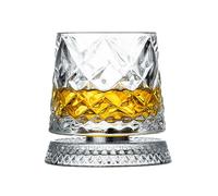 IRCKONCI Vaso De Whisky Giratorio De Cristal, Con Base De Cristal Resistente, Vaso De Whisky Giratorio De 360°, for Cumpleaños, Vacaciones, Día Del Padre Y Eventos Especiales De Degustación(A)
