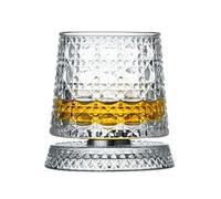 IRCKONCI Vaso De Whisky Giratorio De Cristal, Con Base De Cristal Resistente, Vaso De Whisky Giratorio De 360°, for Cumpleaños, Vacaciones, Día Del Padre Y Eventos Especiales De Degustación(F)
