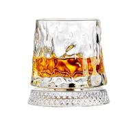 IRCKONCI Vaso De Whisky Giratorio De Cristal, Con Base De Cristal Resistente, Vaso De Whisky Giratorio De 360°, for Cumpleaños, Vacaciones, Día Del Padre Y Eventos Especiales De Degustación(D)