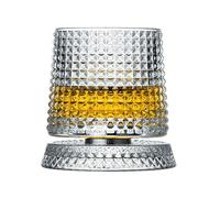 IRCKONCI Vaso De Whisky Giratorio De Cristal, Con Base De Cristal Resistente, Vaso De Whisky Giratorio De 360°, for Cumpleaños, Vacaciones, Día Del Padre Y Eventos Especiales De Degustación(C)