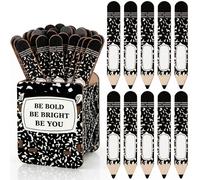 Ireer 101 palitos de regalo para el regreso a clases con taza de almacenamiento para la gestión del aula, incluye 1 caja de soporte de madera y 100 etiquetas de nombre abatibles, diseño de cuaderno de