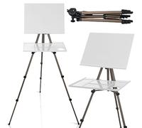 Ireer Caballete portátil de acuarela de 17 a 65 pulgadas con trípode resistente, caballete de metal de aluminio ajustable con bandeja, caballete de viaje ligero para pintar lienzo, exhibición de piso