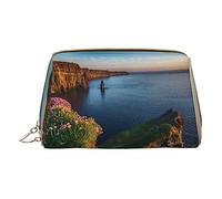 Ireland Outdoors County Clare The Cliffs - Bolsa de maquillaje de piel con impresión de gran capacidad, color, 5.0cm*10.5cm*20.5cm, Estuche para lápices
