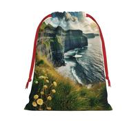 Ireland Outdoors County Clare The Cliffs - Bolsas de Navidad con cordón para fiestas, bolsas reutilizables para caramelos, bodas, San Valentín