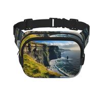 Ireland Outdoors County Clare The Cliffs Print - Riñonera cuadrada de doble capa para hombre y mujer, bolsa cruzada de entrenamiento para viaje, Negro -, Talla única