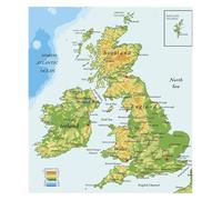 Ireland Topographic Poster Scotland England Wales Map
