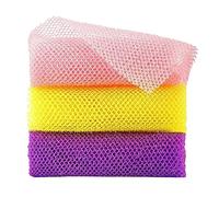 Irene Butter - Esponja de baño de malla africana, 3 unidades, exfoliante, exfoliante, ducha, lavado corporal, lavador de espalda, alisador de piel, ideal para el uso diario (amarillo, talla única)