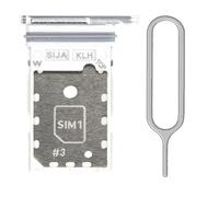 iReplaceParts - Bandeja SIM de repuesto con ranura de doble ranura de goma con bandeja SIM para Samsung Galaxy S23 / S23+ Plus / S23 Ultra (plateado)