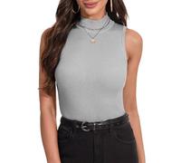 Irevial Camiseta sin Mangas Mujer Verano Top de Cuello Medio Elegante Camisetas Delgada Mujer Camisa Básica Suave Jersey Tops Casual Adecuado para Primavera Otoño