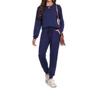 Irevial Chandal Mujer Verano Conjunto de Camiseta de Mangas Largas y Pantalones con Cordón y Bolsillo Ropa Deportiva 2 Piezas
