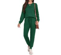 Irevial Chandal Mujer Verano Conjunto de Camiseta de Mangas Largas y Pantalones con Cordón y Bolsillo Ropa Deportiva 2 Piezas