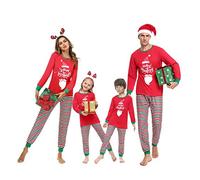 Irevial Pijamas de Navidad Familia Conjunto, Pijamas Navideños Invierno Manga Larga 2 Piezas, Navidad Ropa de Dormir Casa para Mujer Hombre Niños