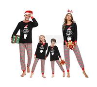 Irevial Pijamas de Navidad Familia Conjunto, Pijamas Navideños Invierno Manga Larga 2 Piezas, Navidad Ropa de Dormir Casa para Mujer Hombre Niños