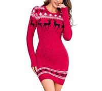 Irevial Vestido de Punto Mujer Navidad Vestido de Suéter