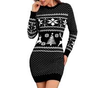 Irevial Vestido Jersey de Navidad Mujer Largo