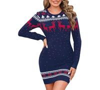 Irevial Vestido Navideño de Mujer de Tejido Suave y Elástico Diseño
