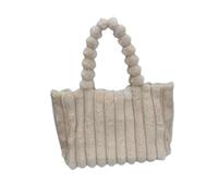 IRFHDCX Bolso De Felpa Bolso de mano felpa gran capacidad for otoño e invierno, bolso informal con rayas verticales y esponjosas for mujer, hombro moda(Beige)