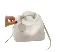 IRFHDCX Bolso De Felpa Bolsos de mano felpa for mujer, con asa fruncida, pequeños bolsos cruzados hombro for, casuales invierno for(Creamy-white)