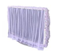 IRFHDCX Funda Antipolvo Para Tv Cortina de puerta tela encaje, círculo TV que se puede voltear, cubierta antipolvo, pantalla Monitor, decoraciones for el hogar, con elástico(Purple,48-58 inches)