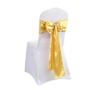IRFHDCX Genérico Chair Bow Sash 10/50 Uds. Cintas de Lazo for Silla satén, Lazos Cinta con Nudo Boda for Fiesta, Evento, Hotel, Suministros for Banquetes, Decoraciones for el hogar(Gold,10 pcs)