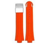 IRFKR Banda de vigilancia impermeable de goma de 24 mm*12 mm para la banda de silicona de la pulsera Oris Curo de acero inoxidable(Orangexsilver clasp)