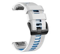 IRFKR Correa de reloj de 26 mm para Garmin Fenix 7X Pro/ 7X/ 6X Pro/ 6X/ 5X/ 3, repuesto de silicona QuickFit de 26 mm para Garmin Descent Mk3i 51 mm/Epix Pro 51 mm/TACTIX 7(White Blue)