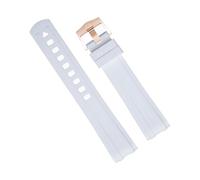 IRFKR Correas de reloj de caucho fluorado FKM de calidad con extremo curvado, 20mm, para correa Omega, Seamaster 300, pulseras de reloj de buceo, hebilla de Pin(White)