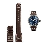 IRFKR Para IWC PILOT Mark correa de piel de vaca 21mm 22mm 20mm correa de reloj de cuero genuino remaches de grano de bambú marrón oscuro negro accesorios de correa de reloj(A Brown no clasp,20mm)