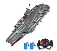 Irfora Barco de Guerra RC, Acorazado DIY con Apagado Automático y Alerta de Batería Baja para Adultos y Niños (Gris 2 Baterías)