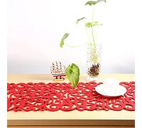 Irfora Camino de Mesa de Fieltro Verde, Resistente Al Calor, Artístico y Elegante para Decoración del Hogar, 40 X 11 Pulgadas, con Hermoso Diseño Floral Calado, No Se Deforma, Fácil de (Roja)