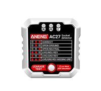 Irfora Comprobador de enchufes de 250 V, detección rápida, detector de enchufes, detector de fugas, polaridad de tierra, detector de polaridad de circuito automático