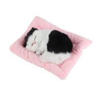 Irfora Simulación de Gatito Durmiendo, Juguete Interactivo, Gato Falso con Sonido de Ronroneo para Personas Mayores y Niños, Juguete Gato Peluche (Blanco y Negro carbón Activado.)