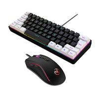 Irfora V700BW+A869 - Kit de teclado y ratón USB para ordenador con retroiluminación RGB de 61 teclas + ratón para juegos con cable, iluminación LED colorida, 4 niveles DPI máximo, 3200 DPI para