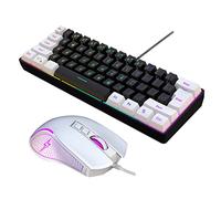 Irfora V700BW+X100 Kit de teclado y ratón USB para ordenador con retroiluminación RGB de 61 teclas + ratón para juegos con cable, iluminación LED colorida, 4 niveles DPI máximo, 3600 ppp para