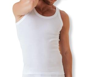 Irge - Camiseta de tirantes para hombre de algodón acanalado 2-1, hombro estrecho, íntima y exterior, fresca y antisudor, Color blanco., XXL