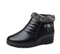 IRGVJIFR Botas de Nieve Mujer Botas de Otoño Invierno for mujer, botines planos impermeables al aire libre, botas nieve cálidas felpa talla grande, zapatos algodón Invierno(Black,36)