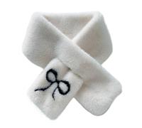 IRGVJIFR Bufanda de Felpa Bufanda de felpa con lazo navideño for mujer, gruesa, for el cuello, protección contra frío, cruzada(White)