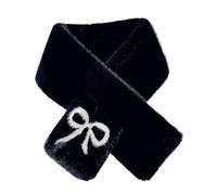IRGVJIFR Bufanda de Felpa Bufanda de felpa con lazo navideño for mujer, gruesa, for el cuello, protección contra frío, cruzada(Black)