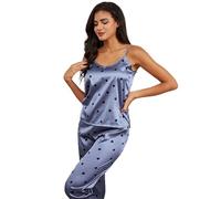 IRGVJIFR Conjunto de Pijama de Seda Ropa de hogar for Mujer, Pijama con Cuello en V, Conjunto Pijamas Seda, Ropa Dormir, Chaleco Camisero satén Pantalones, Conjuntos 2 Piezas para la Mujer(Purple,XL)