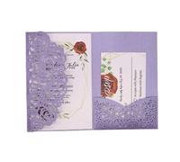 IRGVJIFR Invitaciones Boda 10 piezas de tarjetas invitación boda con láser en color rojo y rosa for fiesta cumpleaños Para fiestas(Purple,Cover and Envelope)