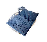 IRGVJIFR Invitaciones Boda 25 tarjetas de invitación boda cortadas con láser, 3D, plegables, encaje for novios, suministros for recuerdos bodas Para fiestas(Dark Blue Cover)