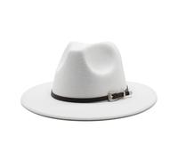 IRGVJIFR Sombrero Fedora Hombre Sombrero Fedora de Jazz Fieltro, Sombreros Trilby Panamá tamaño 59-61CM for Mujeres, Hombres, Sombrero Fiesta Boda for Caballero para Viajar(White,L(59-61CM))