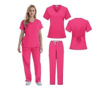 IRGVJIFR Uniforme de Enfermera Conjuntos de Uniformes médicos for Mujer, Uniforme SPA Licra for Enfermera, Conjuntos Blusa médico, Traje Exfoliante, Conjunto(Rose Red,M)