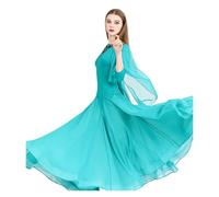 IRGVJIFR Vestido de Baile de salón for Mujer Vestido Elegante de Seda Helada for Mujer, Lujo, Gasa Azul, for Baile Moderno, Vestido práctica for salón para el Rendimiento(Green,M)