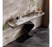 IRHIGBGX Consola Moderna, Mesa de Entrada con Marco de Metal, Mesa de sofá Estrecha y Larga de imitación mármol para Sala de Estar, Entrada, Pasillo, vestíbulo y detrás del sofá.
