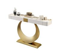 IRHIGBGX Mesa Consola Larga Moderna con Base de Metal y cajones, Mesa de sofá de mármol detrás del sofá, Mesa de Entrada de Granja for Entrada, Pasillo, Sala de Estar(Mixed Colors+Gold,140CM/55.1IN)