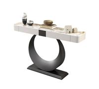 IRHIGBGX Mesa Consola Larga Moderna con Base de Metal y cajones, Mesa de sofá de mármol detrás del sofá, Mesa de Entrada de Granja for Entrada, Pasillo, Sala de Estar(Mixed Colors+Black,120CM/47.2IN)