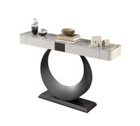 IRHIGBGX Mesa Consola Larga Moderna con Base de Metal y cajones, Mesa de sofá de mármol detrás del sofá, Mesa de Entrada de Granja for Entrada, Pasillo, Sala de Estar(Gray+Black,120CM/47.2IN)