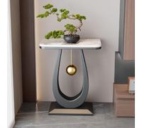 IRHIGBGX Mesa Consola Moderna en U con Tablero de Piedra Sinterizada | Consola recibidor estrecha para pasillo, salón, detrás del sofá y espacios pequeños(Black 2,40*30cm/15.7*11.8in)
