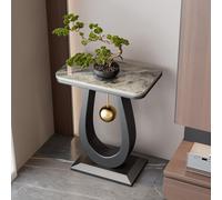 IRHIGBGX Mesa Consola Moderna en U con Tablero de Piedra Sinterizada | Consola recibidor estrecha para pasillo, salón, detrás del sofá y espacios pequeños(Black 3,40*30cm/15.7*11.8in)